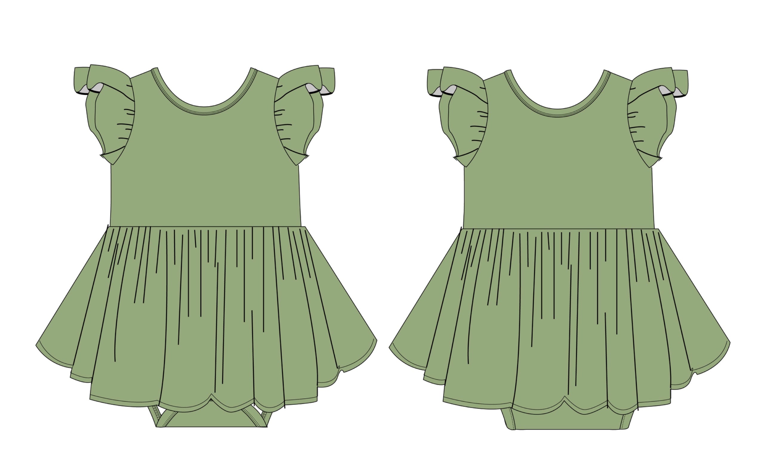 **PRE-SALE** Short Sleeve Whirly Dress with Ruffle Shoulder and Onesie Bottom