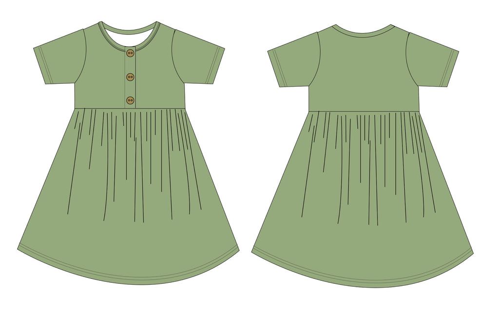 **PRE-SALE** Children's Short Sleeve Whirly Henley Dress
