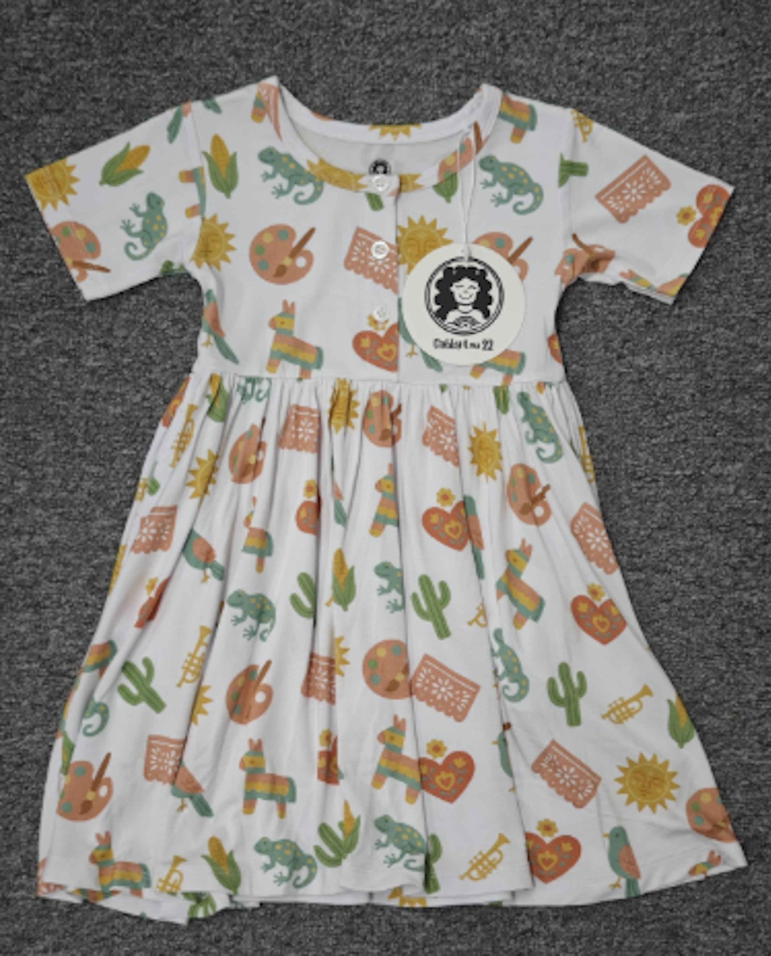 **PRE-SALE** Cariñito Short Sleeve Whirly Henley Dress
